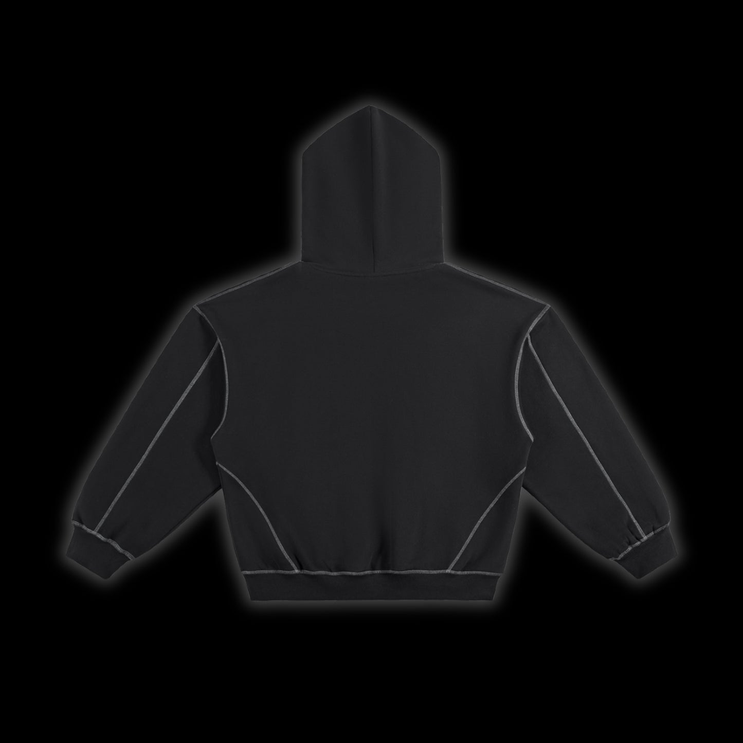 Contrast-Stitched Boxy Fleece Hoodie