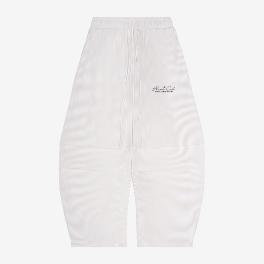 VERTICAL STRIPE DRAWSTRING BARREL PANTS [APRICOT]