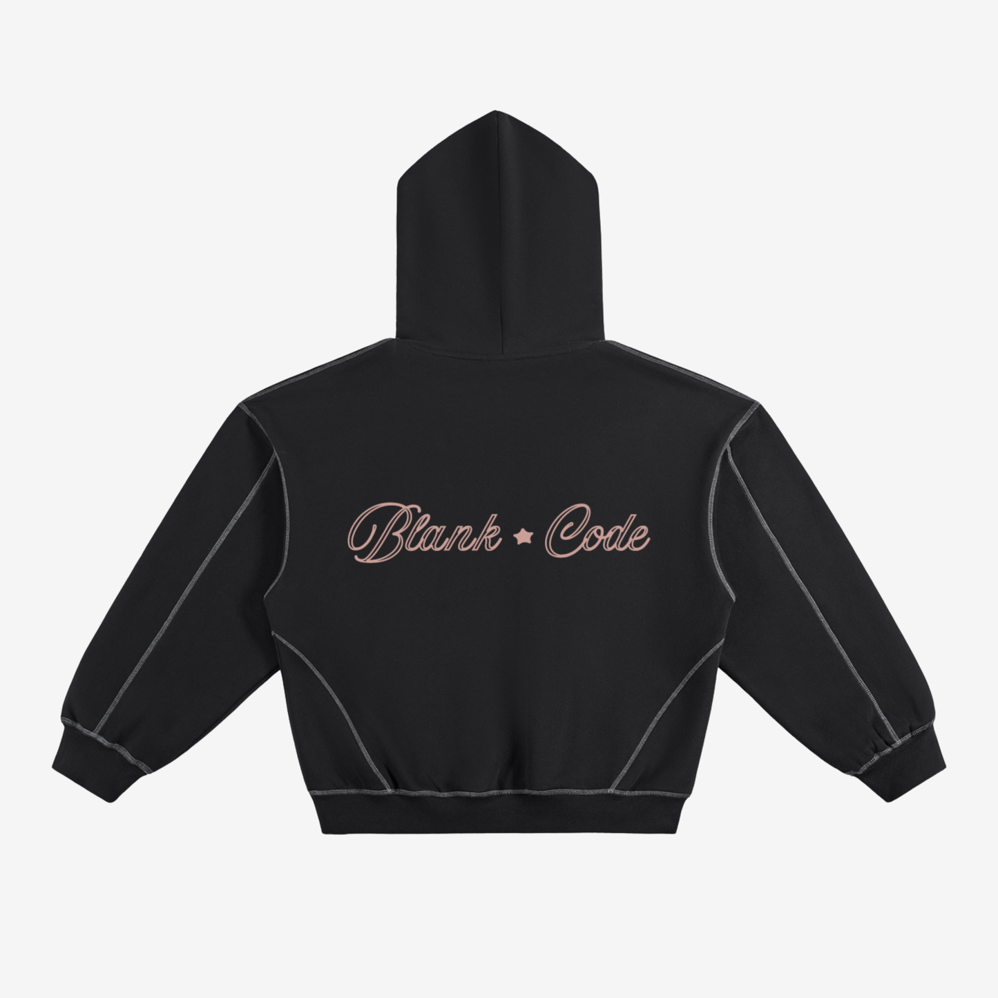 CONTRAST-STITCHED BOXY HOODIE [BLACK]