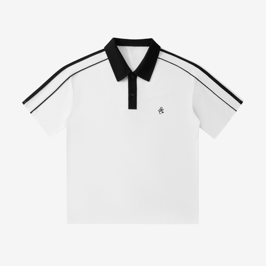 CONTRAST COLLAR POLO [WHITE]