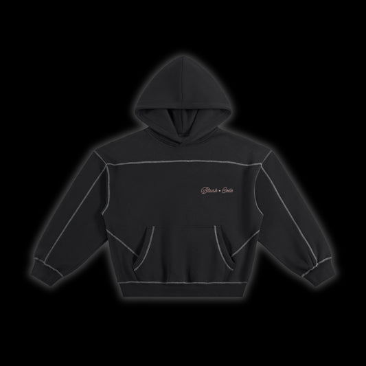 Contrast-Stitched Boxy Fleece Hoodie