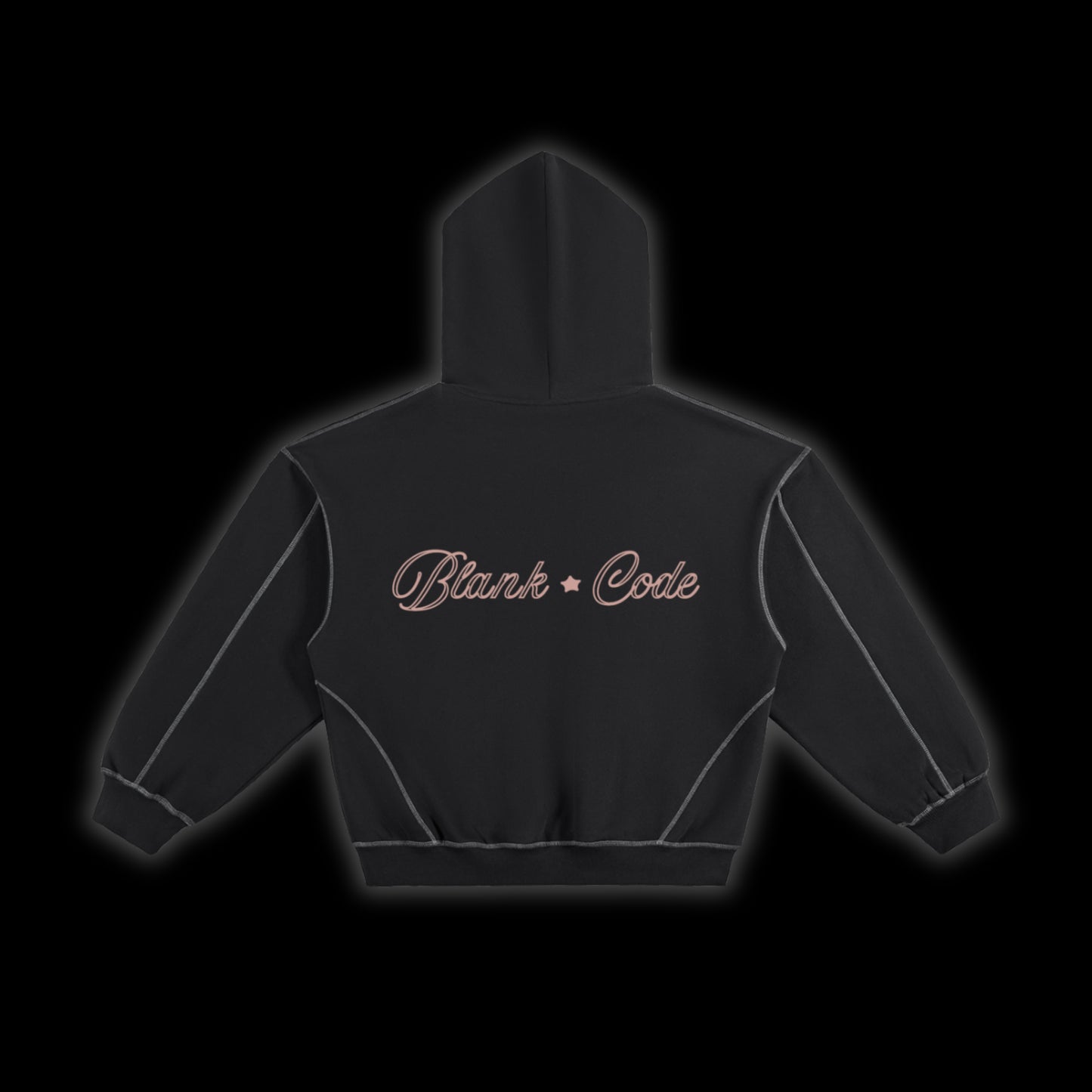 ROSE / CODE CONTRAST-STITCHED BOXY HOODIE [BLACK]