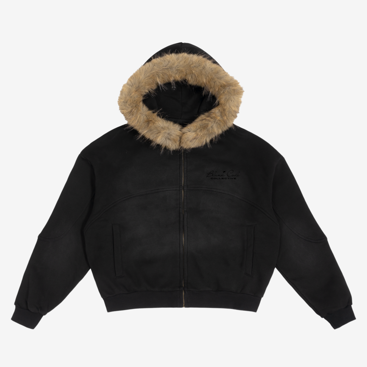 STAR-FADE *DETACHABLE* FUR HOODIE [BLACK]