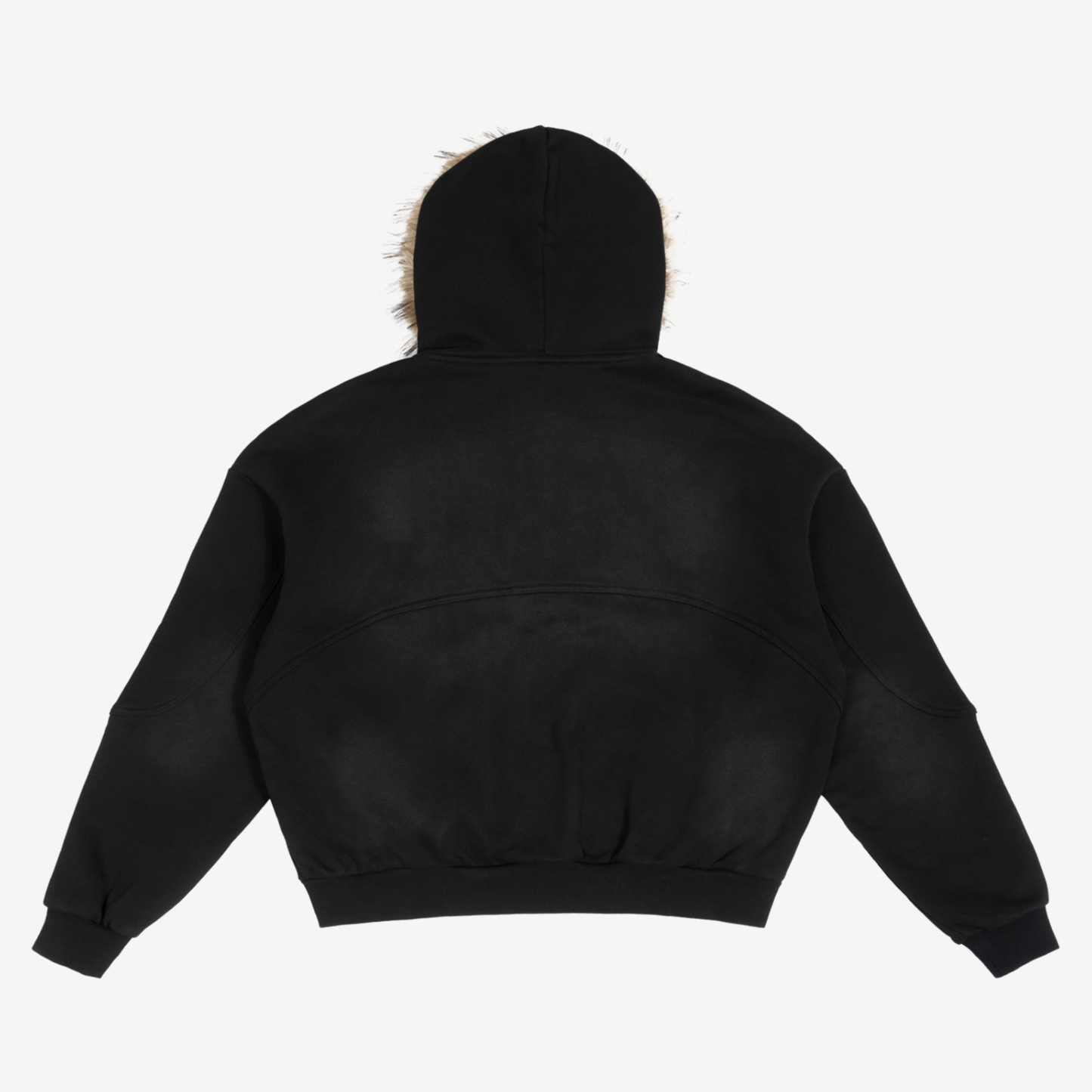 STAR-FADE *DETACHABLE* FUR HOODIE [BLACK]