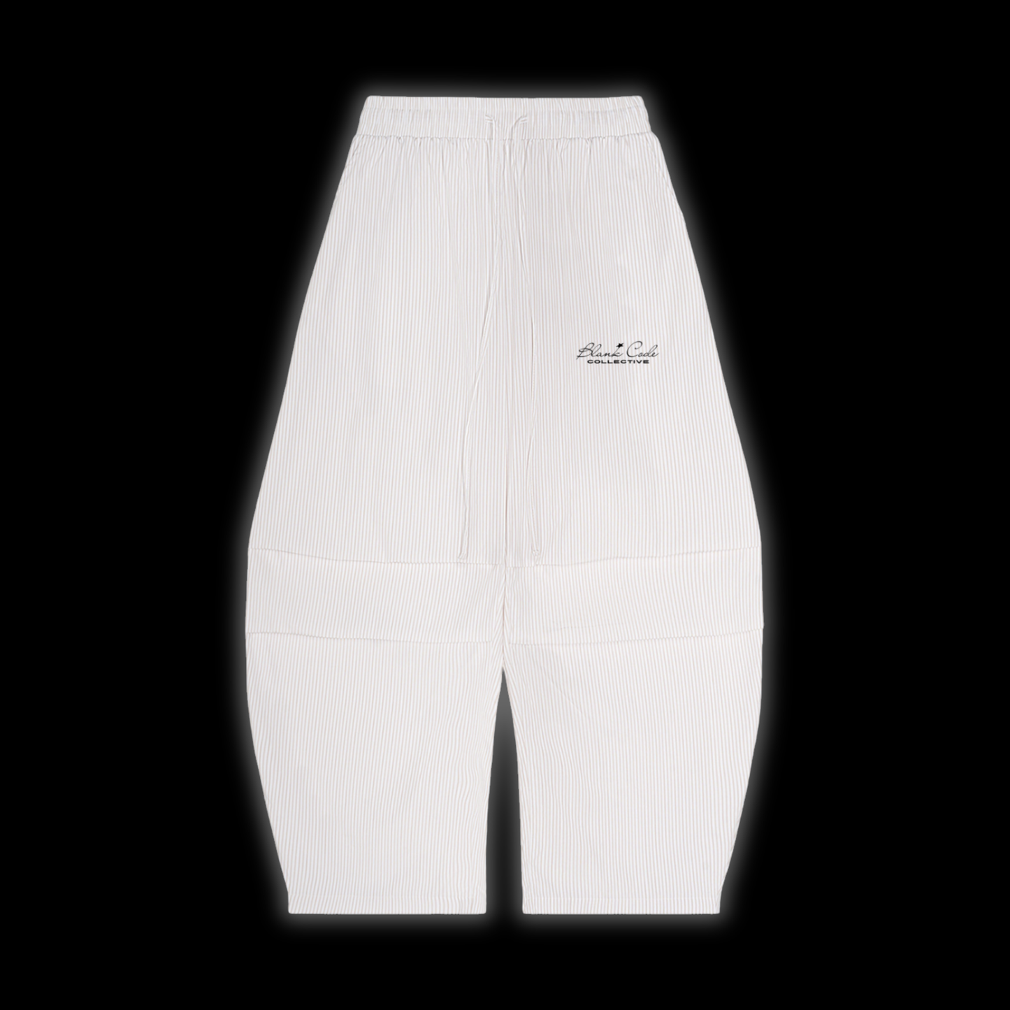 Vertical Stripe Drawstring Barrel Pants