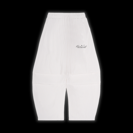 Vertical Stripe Drawstring Barrel Pants