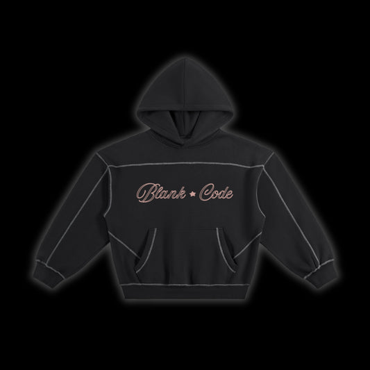 Contrast-Stitched Boxy Fleece Hoodie