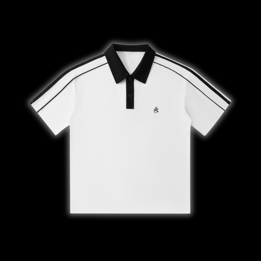 CONTRAST COLLAR POLO [WHITE]