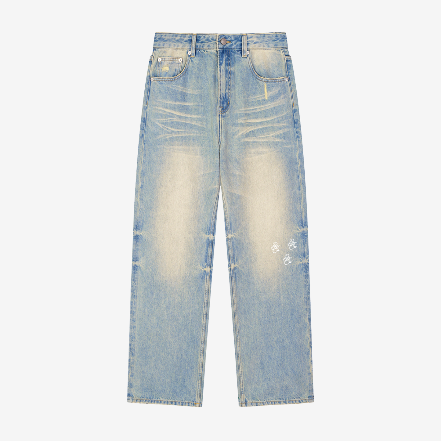 SUN FADE RAW HEM DENIM JEAN [BLUE]