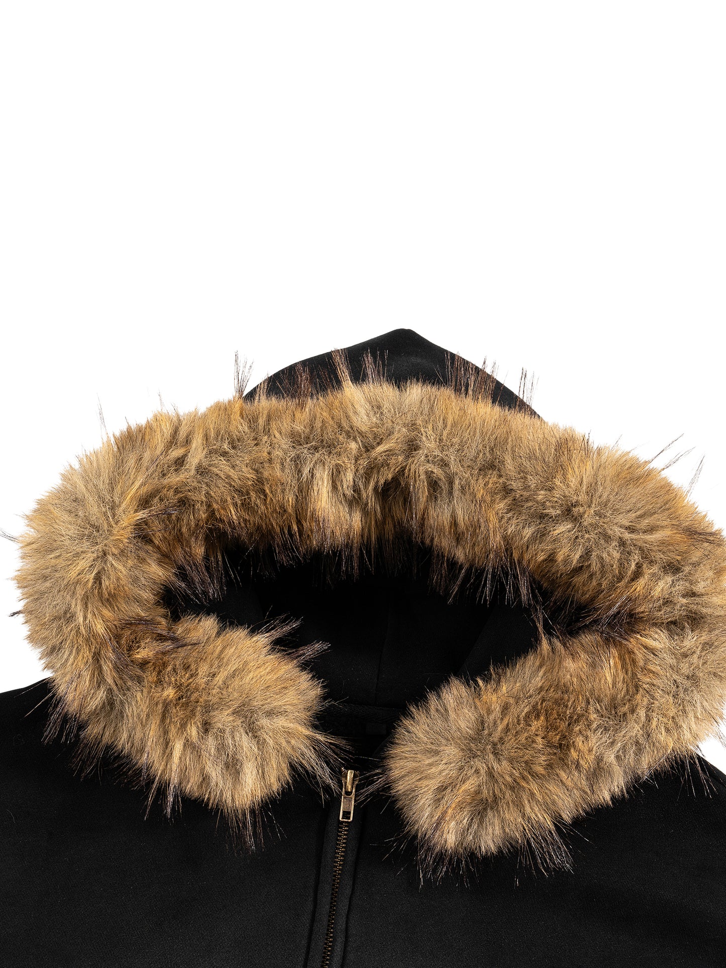 STAR-FADE *DETACHABLE* FUR HOODIE [BLACK]