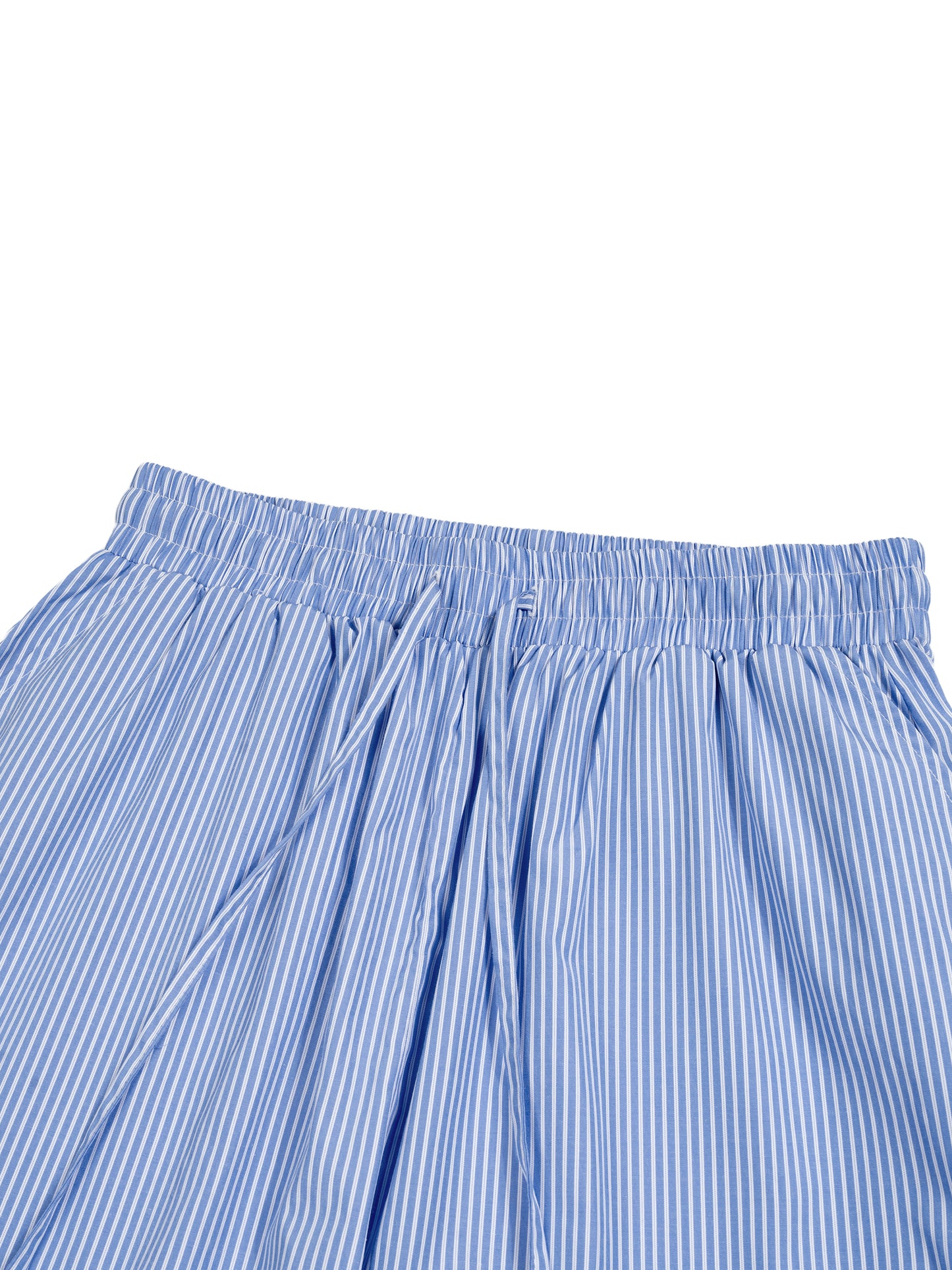 VERTICAL STRIPE DRAWSTRING BARREL PANTS [BLUE]