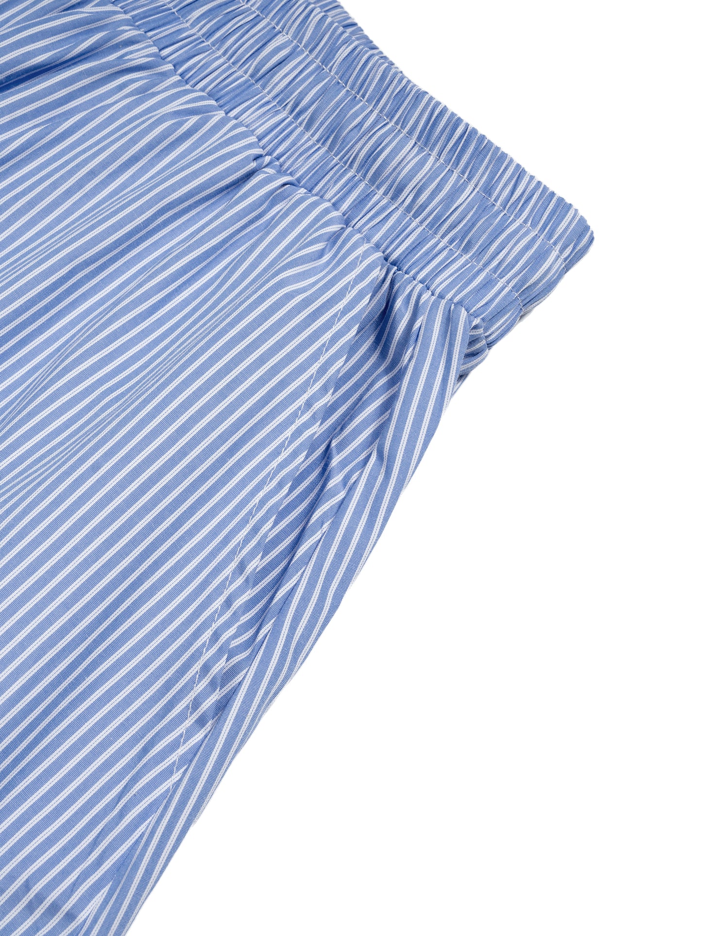 VERTICAL STRIPE DRAWSTRING BARREL PANTS [BLUE]