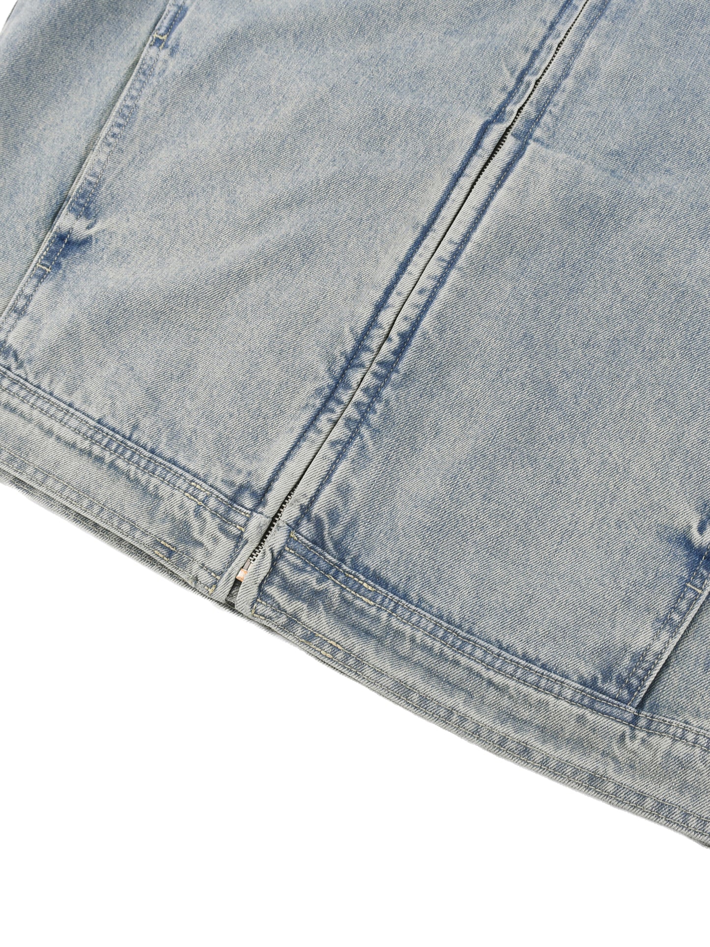 VINTAGE WASH ZIP DENIM JACKET [BLUE]