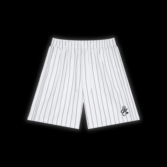 LUXURY STRIPED LOOSE FIT SHORTS [WHITE]